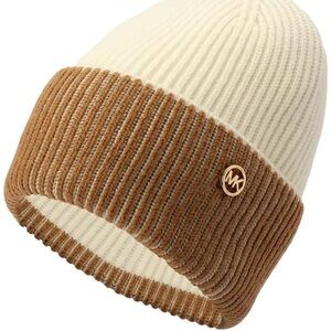 NWT! Michael Kors Women's Cream Tan Rubbed Knit Beanie - Size One Size